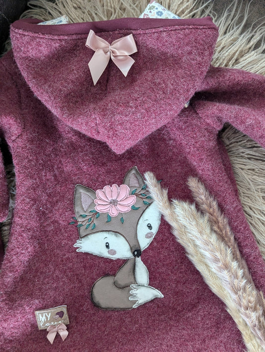 Baby-Walkoverall aus Wollwalk mit Fuchs-Applikation – Handgemacht & kuschelig warm 🦊