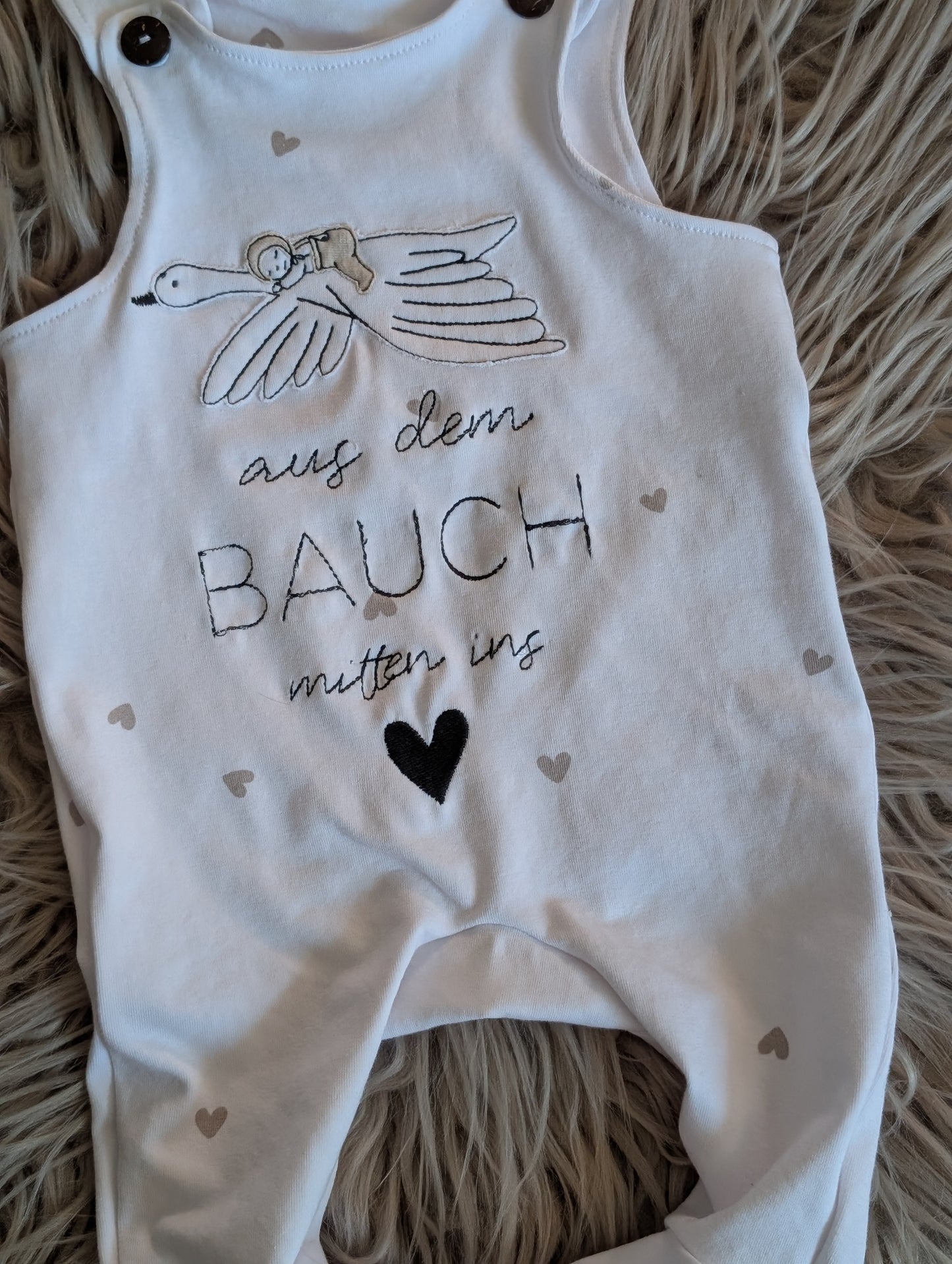 Babystrampler zur Geburt "Aus dem Bauch mitten ins Herz"