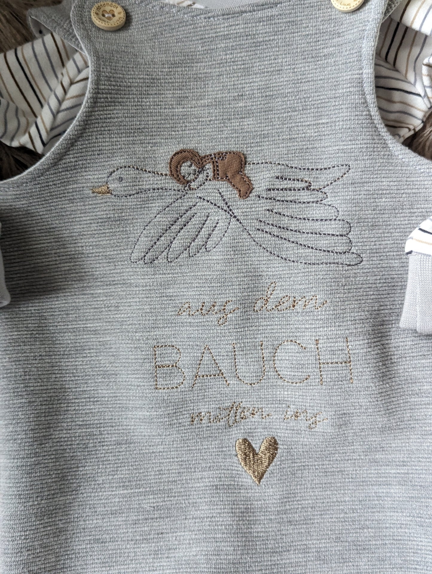 Babystrampler zur Geburt "Aus dem Bauch mitten ins Herz"