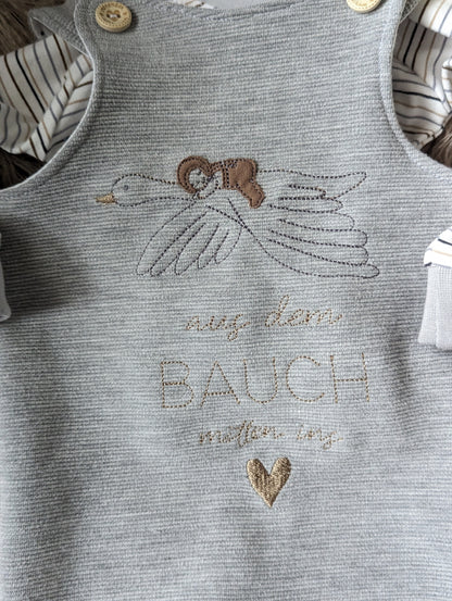 Babystrampler zur Geburt "Aus dem Bauch mitten ins Herz"