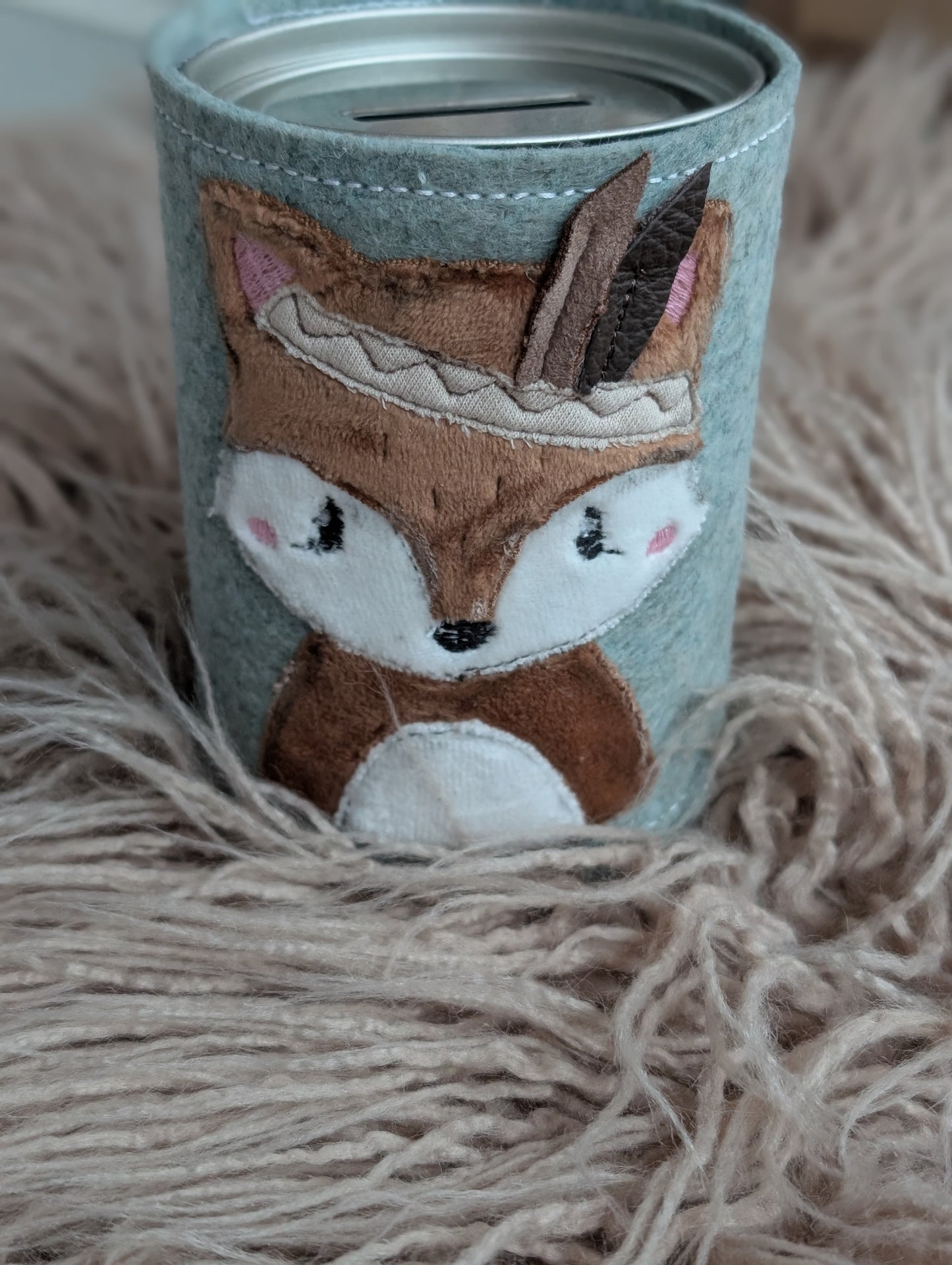 Handgemachte Spardose Fuchs- Geschenk zur Geburt & Taufe