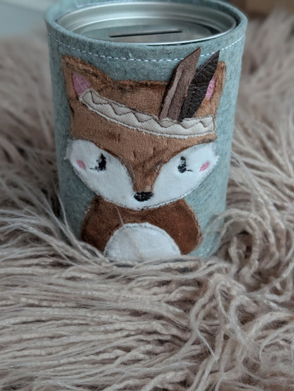 Handgemachte Spardose Fuchs- Geschenk zur Geburt & Taufe
