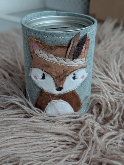 Handgemachte Spardose Fuchs- Geschenk zur Geburt & Taufe