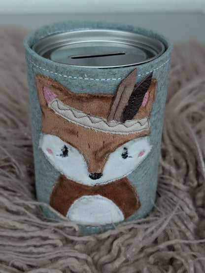 Handgemachte Spardose Fuchs- Geschenk zur Geburt & Taufe