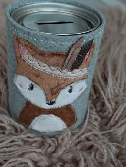 Handgemachte Spardose Fuchs- Geschenk zur Geburt & Taufe