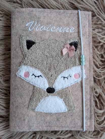 Personalisierte U-Heft-Hülle aus Filz mit Fuchs-Motiv