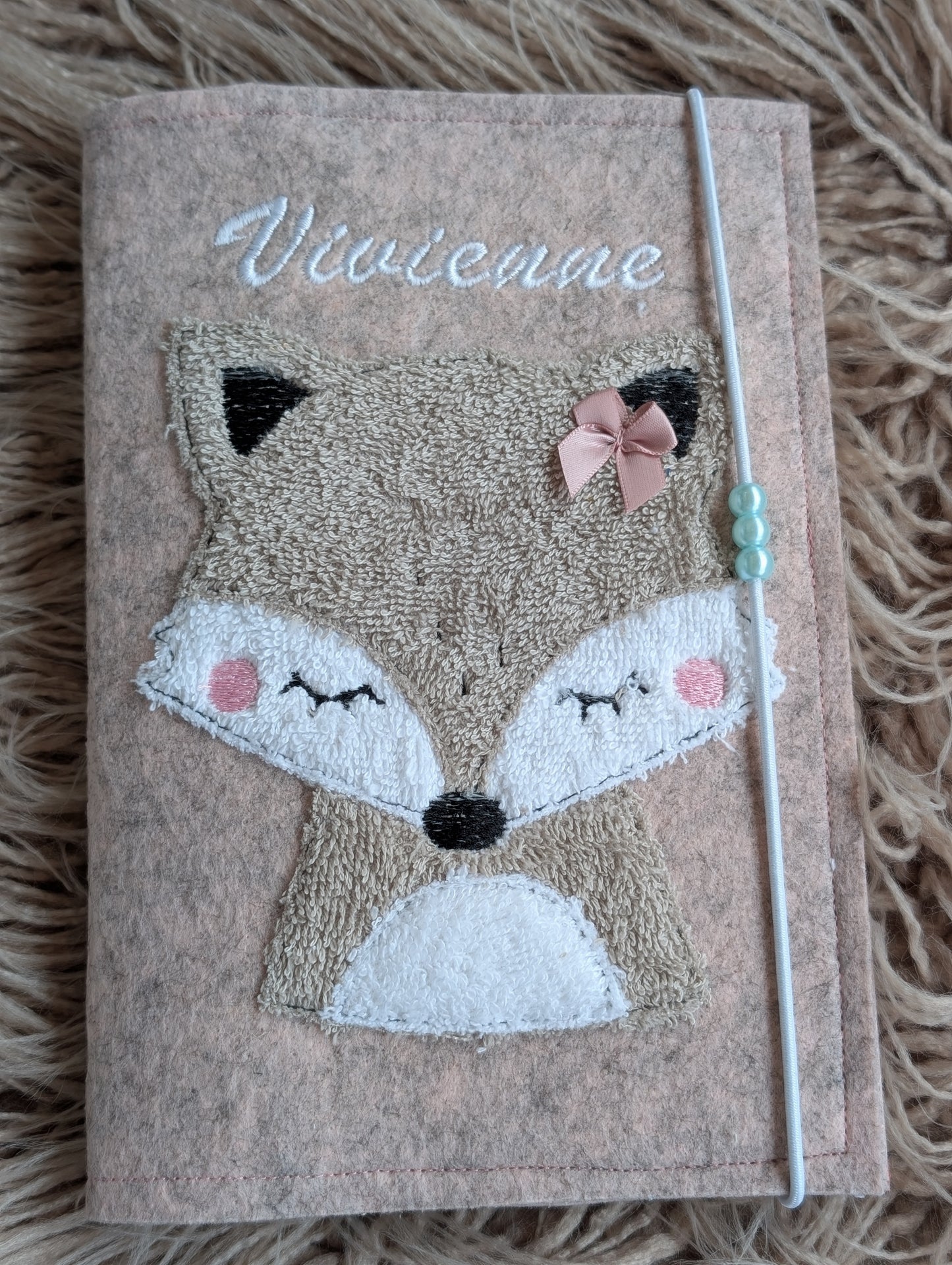 Personalisierte U-Heft-Hülle aus Filz mit Fuchs-Motiv