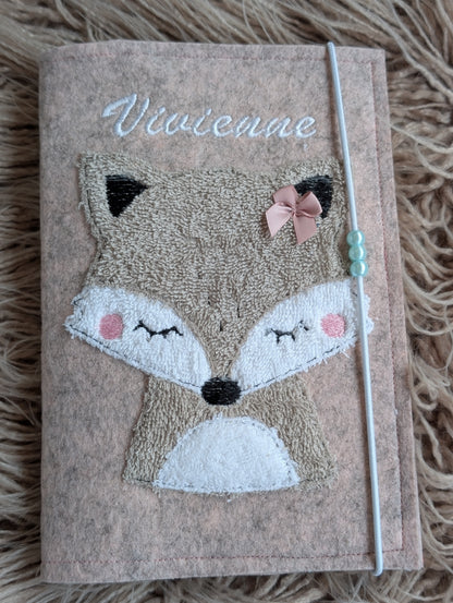 Personalisierte U-Heft-Hülle aus Filz mit Fuchs-Motiv