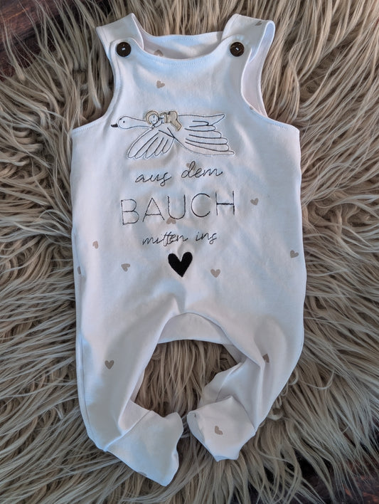 Babystrampler zur Geburt "Aus dem Bauch mitten ins Herz"