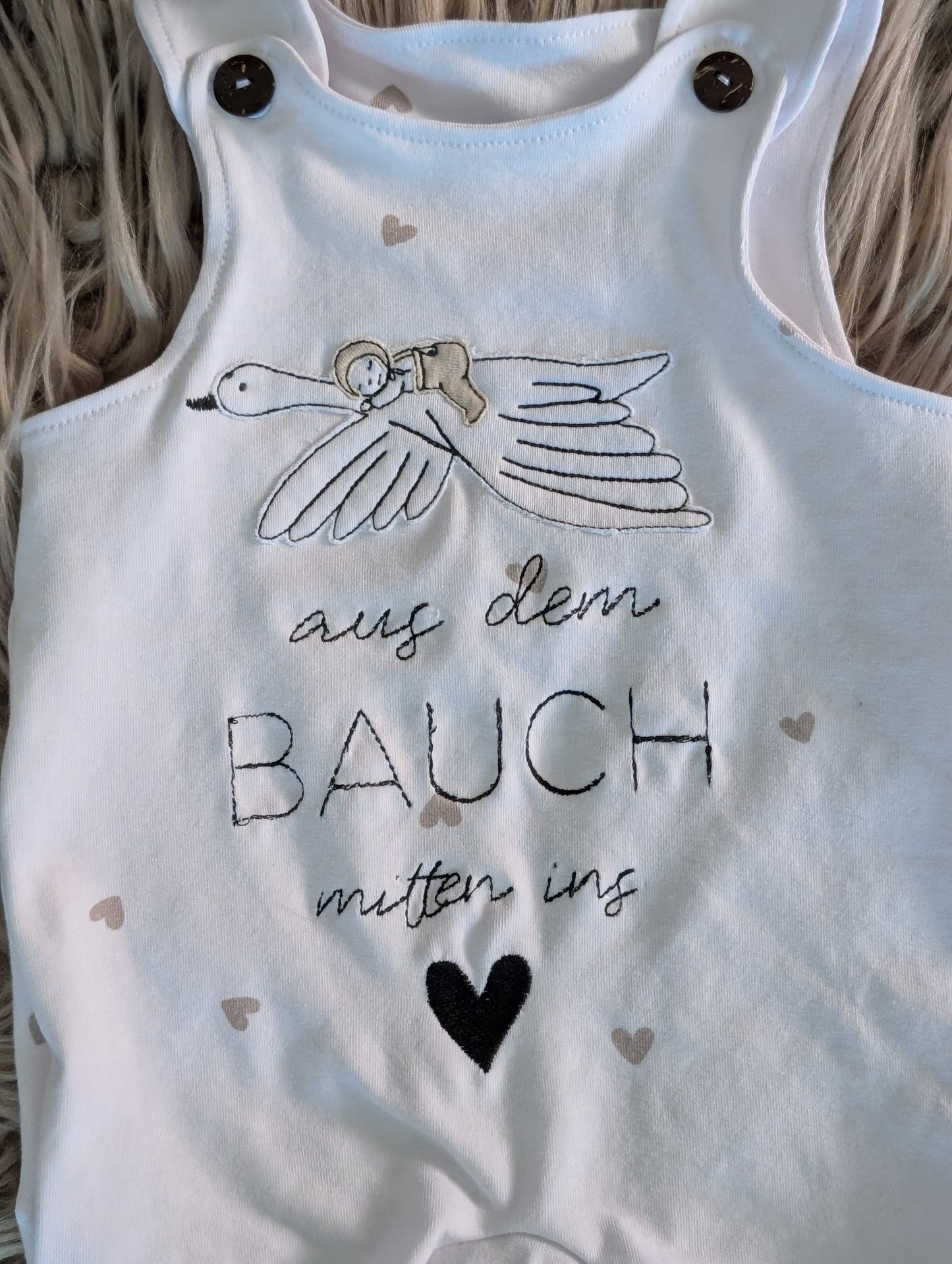 Babystrampler zur Geburt "Aus dem Bauch mitten ins Herz"