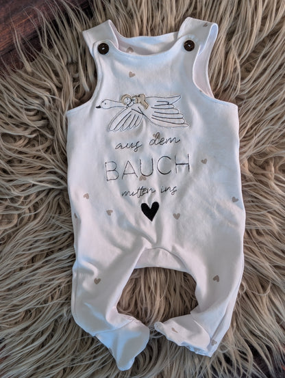 Babystrampler zur Geburt "Aus dem Bauch mitten ins Herz"
