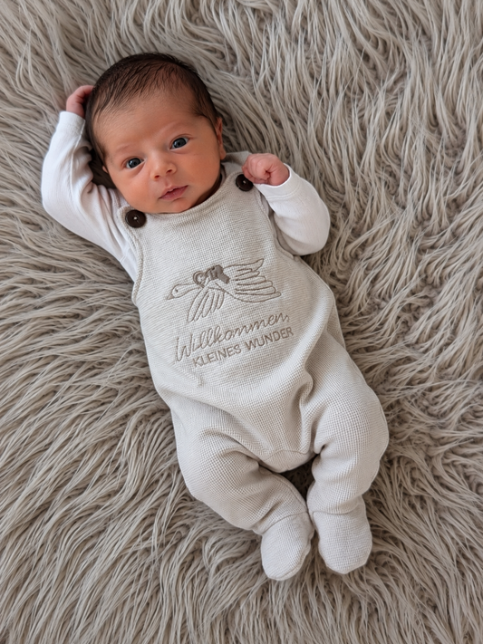 Babystrampler zur Geburt "willkommen kleines Wunder"