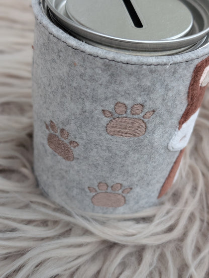 Handgemachte Spardose Fuchs- Geschenk zur Geburt & Taufe
